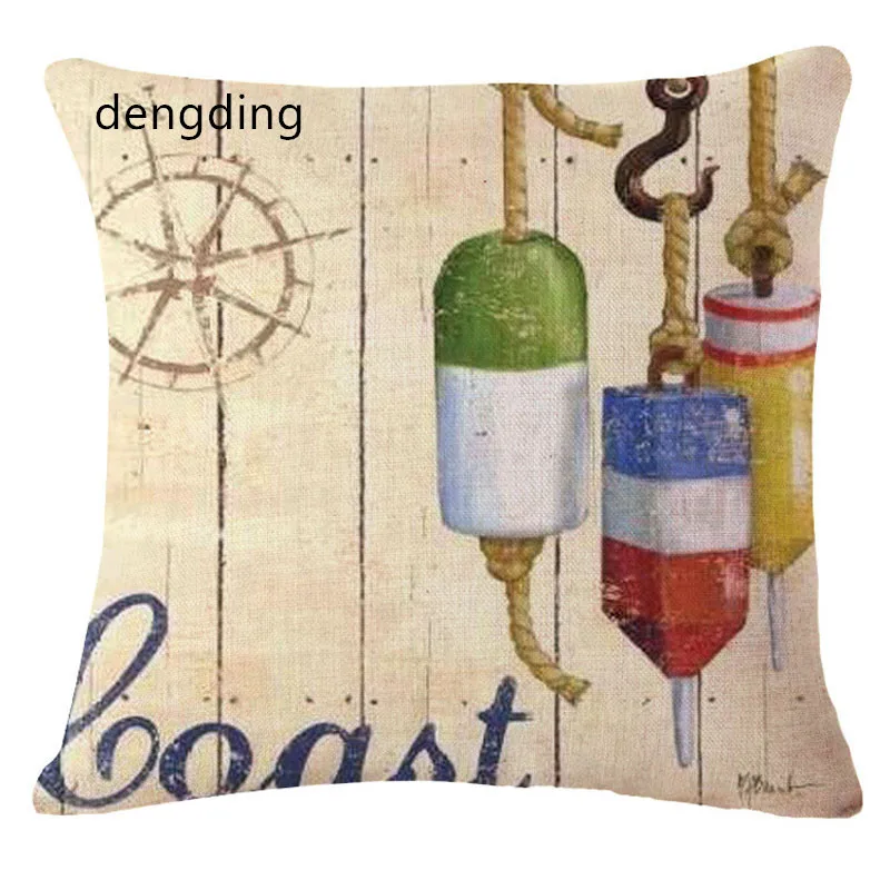 

pillow dakimakura Vingtage Marine Pillow Case Cotton Linen Chair Anchor Oar Flag Home Throw Pillow
