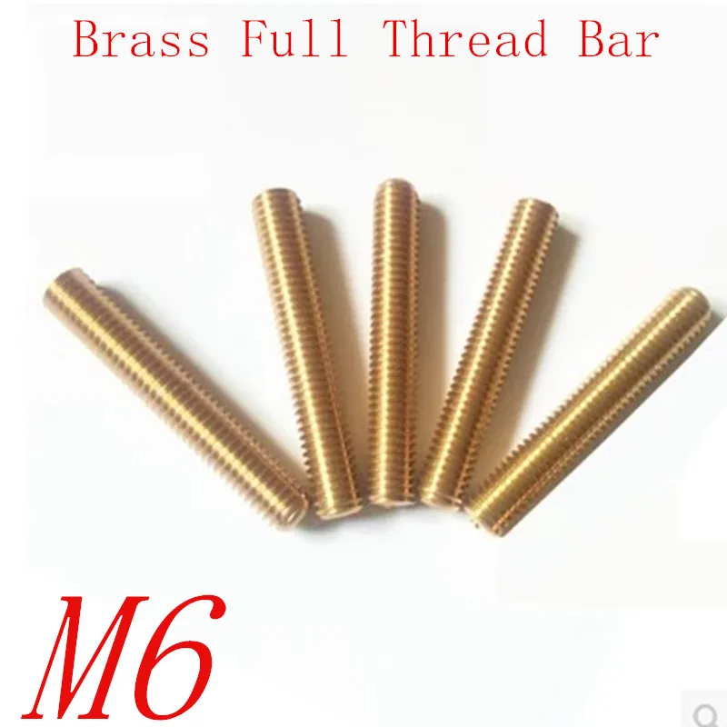 10pcs/Lot M6 L=20 100 Metric Brass Thread Rod Bar Copper Full Thread