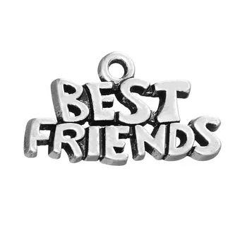 

my shape 20pcs Tibetan Silver Plated Word Best Friends Charm Message Charm Jewelry