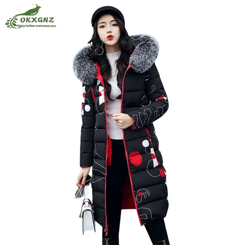 Плюс размер средней длины вниз пальто хлопка женские зимние новые две стороны носить хлопок одежда теплая верхняя одежда куртка женская