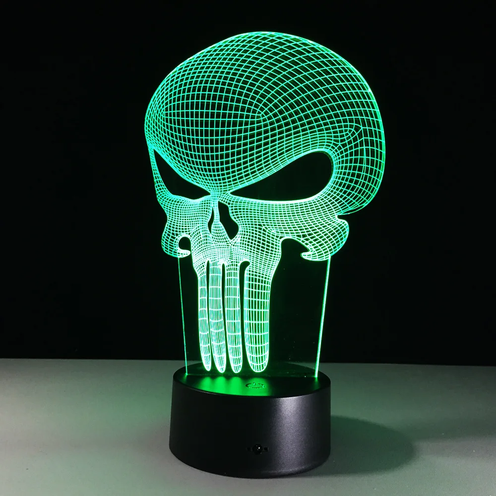  3D LED Color Night Light Changing Lamp Halloween Skull Light Acrylic 3D Hologram Illusion Desk Lamp - 32856482821
