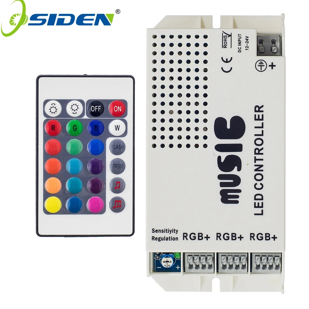 

OSIDEN Music Led Controller DC12-24V 24key IR Remote Controller Wireless LED Music Sound Control for RGB LED Strips