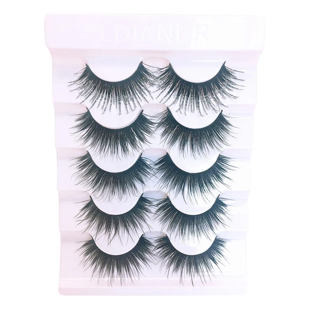 

5 Pair 3D Natural Thick False Fake Eyelashes Eye Lashes Makeup Extension Natural Mink Lashes Fluffy Strip Eyelashes Tool L58