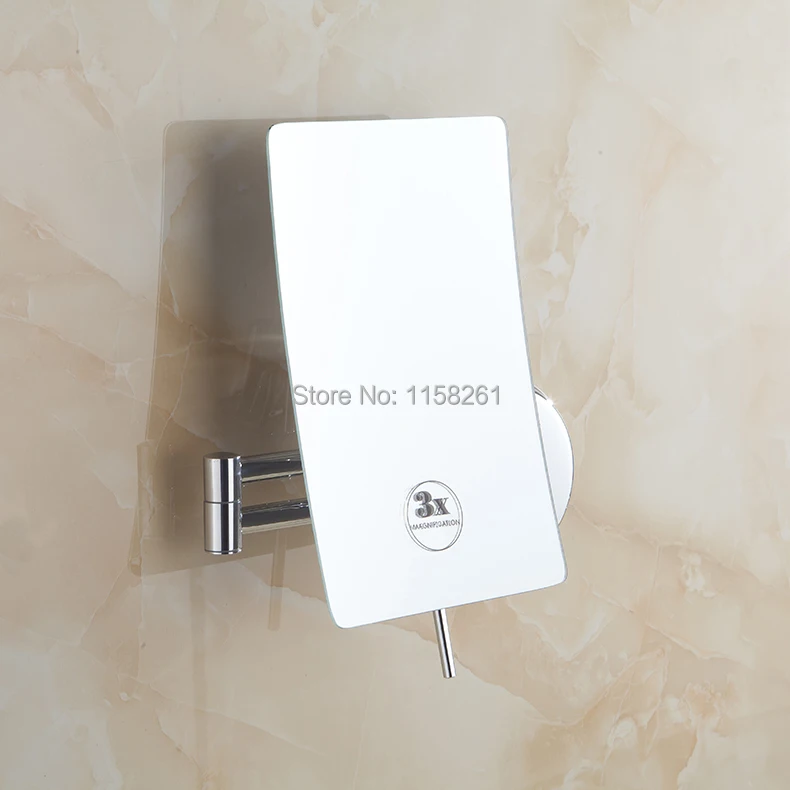 Bath Mirrors 3 X Magnifying Mirror Wall Makeup Mirror of Bathroom 1 Sided Lady Square Folding Cosmetic Mirrors With Arm 6208 6