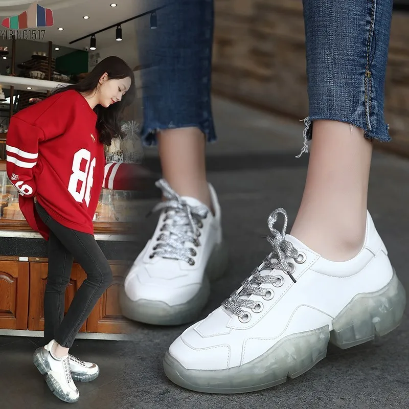 

YIBING Women's Vulcanized Shoes New Spring White Fashion Casual Shoes Women Comfortable Breathable Flat Shoes Woman Sneakers