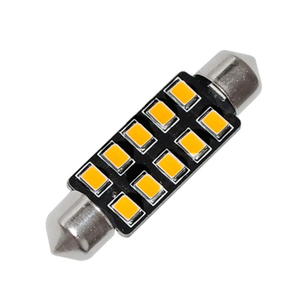 1PCS Warm White 32MM 39MM 42MM 2835 SMD 8 10 LED Car Led Interior Dome Door Light Lamp Bulb 12V