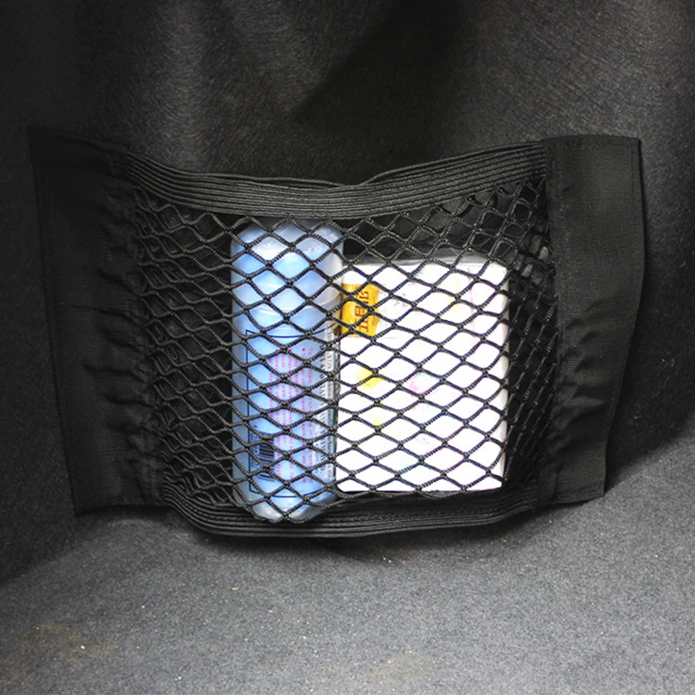 

Car Back Trunk Seat Elastic Mesh Double Layer Storage Bag Net Pocket Auto Rear Organizer Seat Back Bag Car-styling 39x24cm
