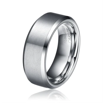 

Wholesale 5pcs 8mm Rings for Cool Boy Tungsten Carbide Brushed Matte Finish Beveled Edge Comfort Fit Wedding Engagement Band