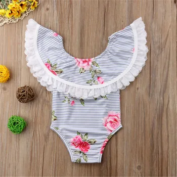 

Striped Ruffle Cute Girls Clothing Short Sleeve Jumpsuit Outfits Sunsuit Clothes Toddler Kids Baby Girl Striped Floral Bodysuits