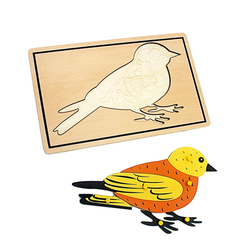 Baby Toy Kids Montessori Cartoon Animal Bird Puzzles for Children Wood for Early Childhood Education Preschool Training Learning