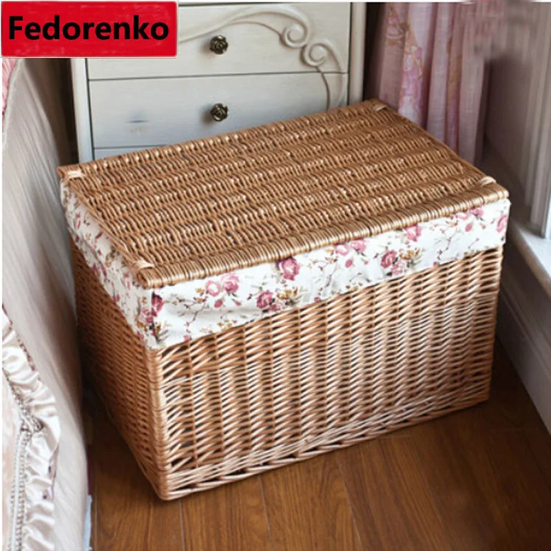 XXL storage wicker baskets with lid baby clothes laundry box baskets for clotcanasta de almacenamiento panier rangement enfant
