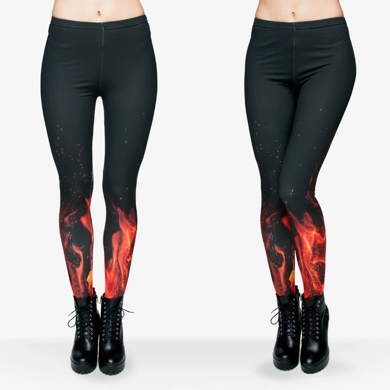 

ZSIIBO ladies fitness brand women's fashion fire 3D printing leggings Slim low waist leggings explosion models