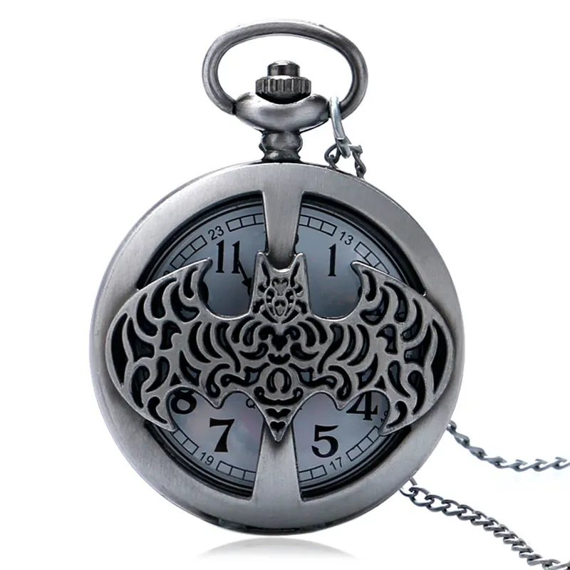 Для мужчин мальчик Античная Дизайн кварцевые стимпанк Бэтмен карманные часы Сеть Подвеска для подарка Модные полые Цепочки и ожерелья