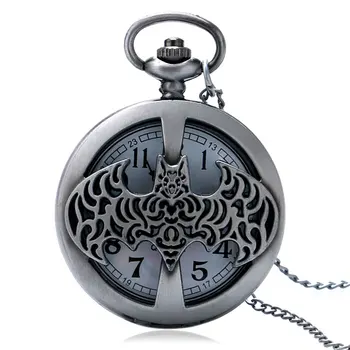 

Men Boy Antique Design Quartz Steampunk Batman Pocket Watch Chain Pendant For a Gift Fashion Cool Hollow Necklace