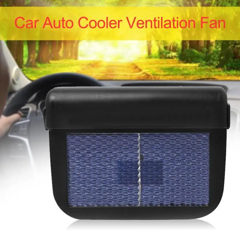 AUTO COOLER Solar Powered Car Air Vent Cooling Cooler Fan for Car Windows Black