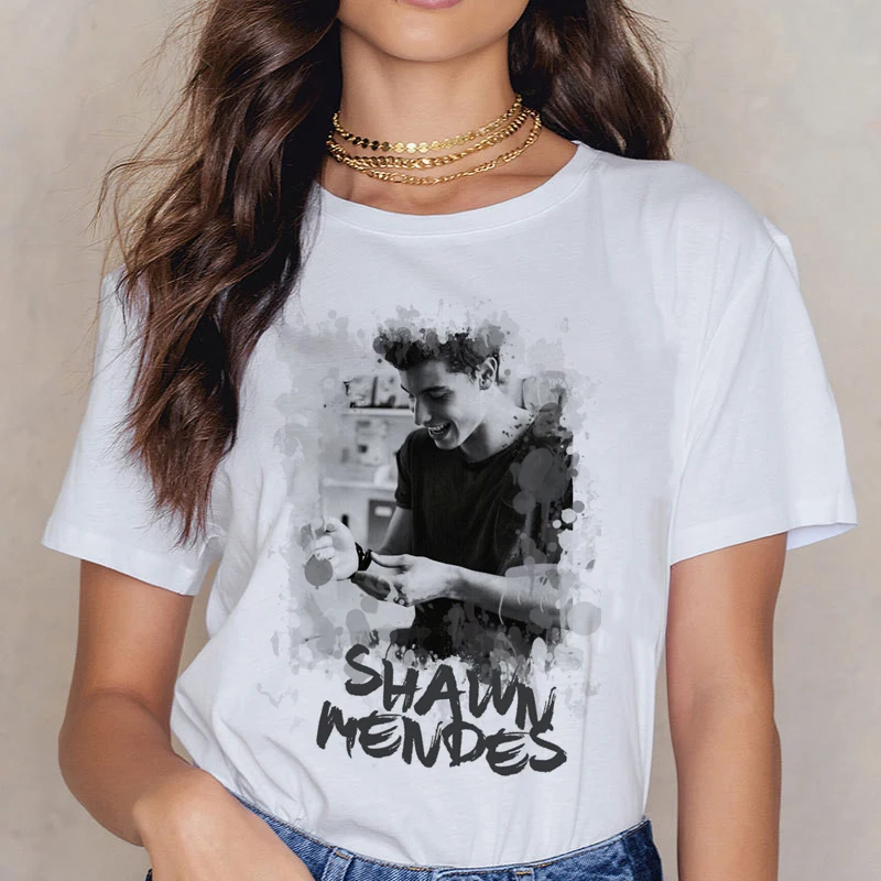 Shawn Mendes, Забавные футболки с принтом, женские, Harajuku Ullzang, модная футболка, 90 s, графический, Забавный принт, футболка, летний топ, футболки для женщин - Цвет: 3266