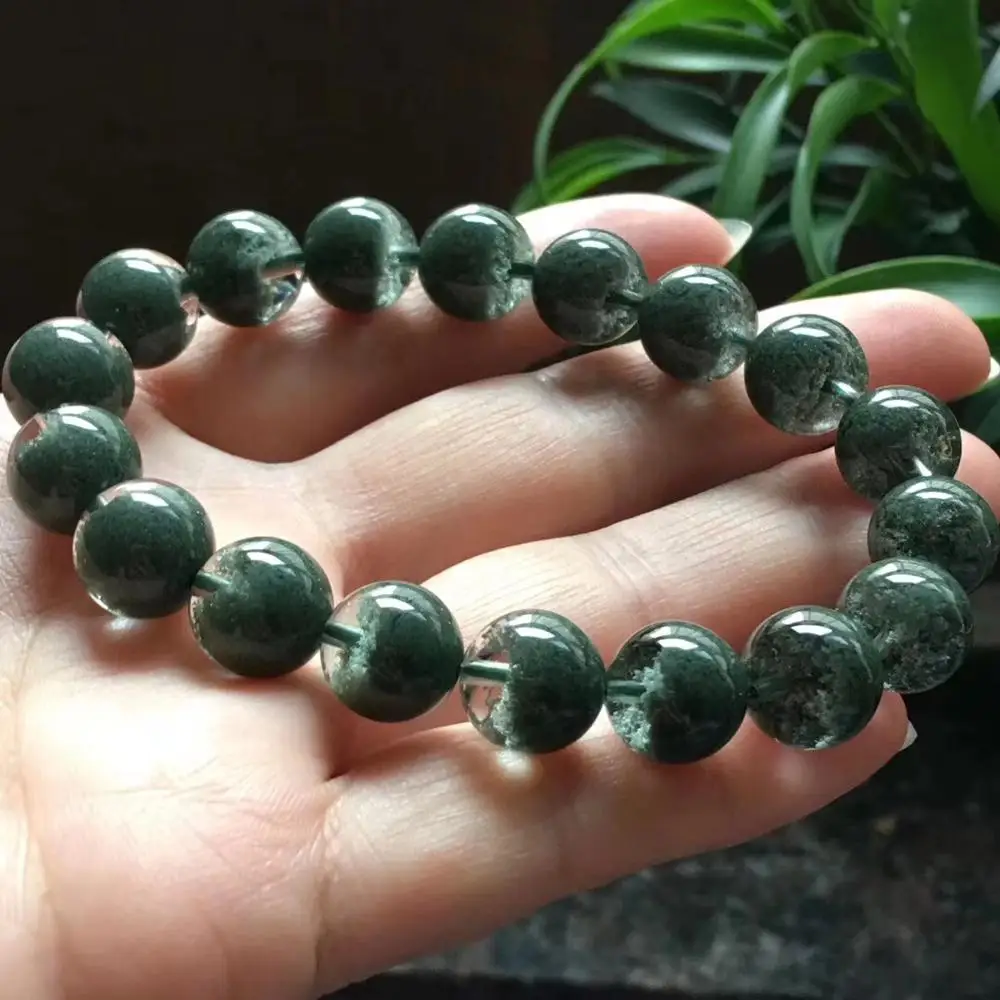 

Genuine Natural Green Phantom Quartz Ghost Crystal Clear Round Beads Stretch 11mm Women Men Bracelet AAAAA Certificate