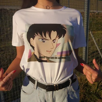

Fashionshow-JF Sailor Moon Tuxedo Mask T-Shirt Women Fashion Manga Shirt Grunge Aesthetic Graphic Tee