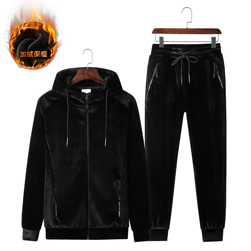 

Mens Outdoor Velvet Warm Winter Autumn Sport Running Set Plus Size 5XL 6XL 7XL 8XL Sportwear Man 140