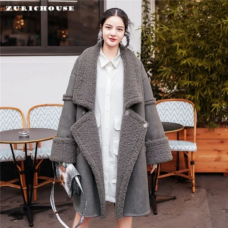 ZURICHOUSE брендовая зимняя куртка из искусственной замши женское длинное пальто