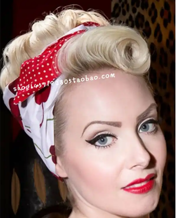 Cherry Polka Dot 1950s Vintage Scarves Rockabilly Hair Accessories