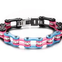 10 мм белый CZ Кристаллы Мотоцикл Байкер браслет из нержавеющей стали Розовый Фиолетовый Синий велосипед цепи браслеты для мужчин и женщин