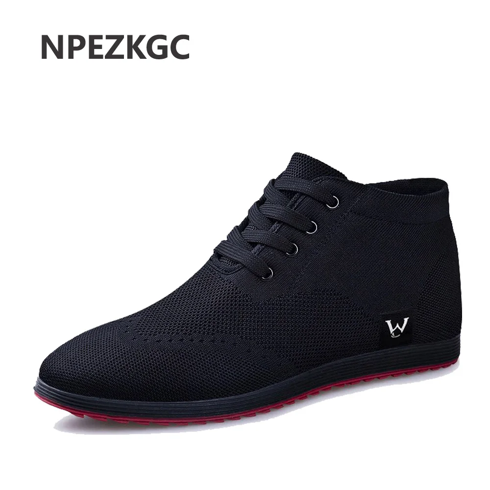 

New High-Top Men Shoes Breathable Men Casual Shoes Lace-Up Canvas Shoes 2019 Autumn Winter Fashion Flat Shoes Zapatillas Hombre