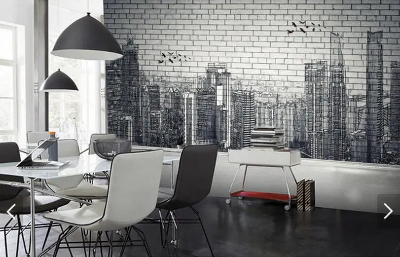 Urban architecture black white hand-painted brick wall 3d background wall painting large fresco paper bedroom study 3D wallpaper Urban architecture black white hand-painted brick wall 3d background wall painting large fresco paper bedroom study 3D wallpaper