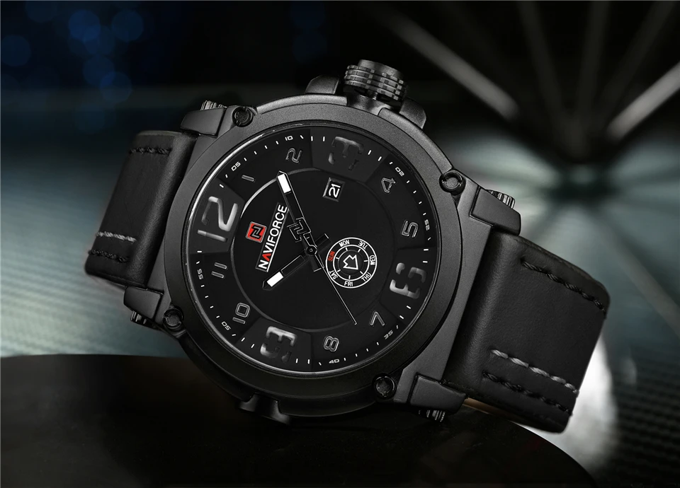 NAVIFORCE 9099 мужские часы Топ бренд класса люкс спортивные кварцевые часы с кожаным ремешком Мужские Водонепроницаемые наручные часы Relogio Masculino