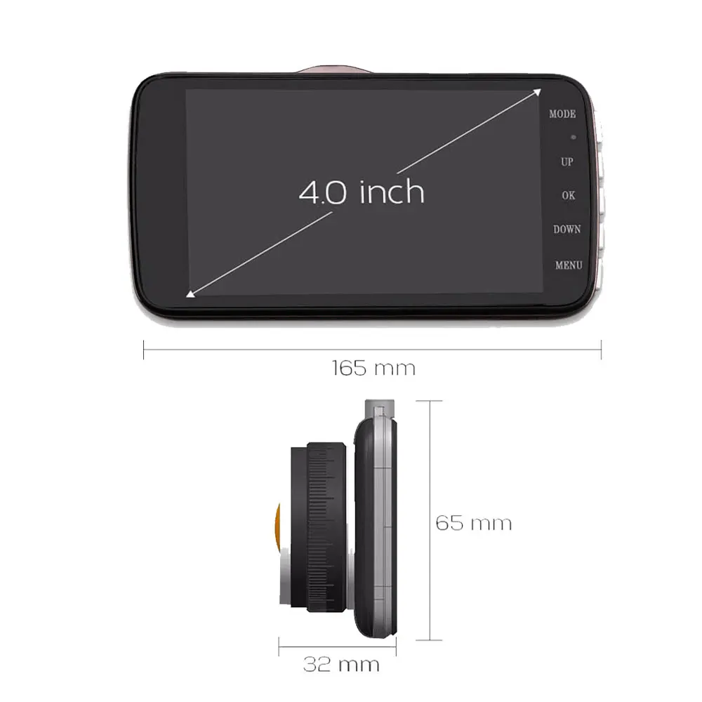 Podofo 4 &quotдвойной объектив Автомобильный dvr видеокамера Dashcam Full HD видео