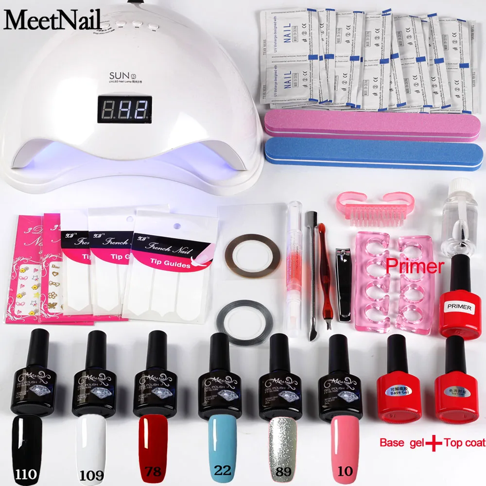

MeetNail Nail Extension Set Kit GEL Manicure Set 36W/48W led Lamp Nail art Set Kits GEL Nail Polish UV GEL Primer Top and Base