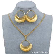 Anniyo ожерелья с подвесками Серьги Африканский набор украшений для женщин девочек золотой цвет Нигерия Эфиопский свадебные подарки#207306