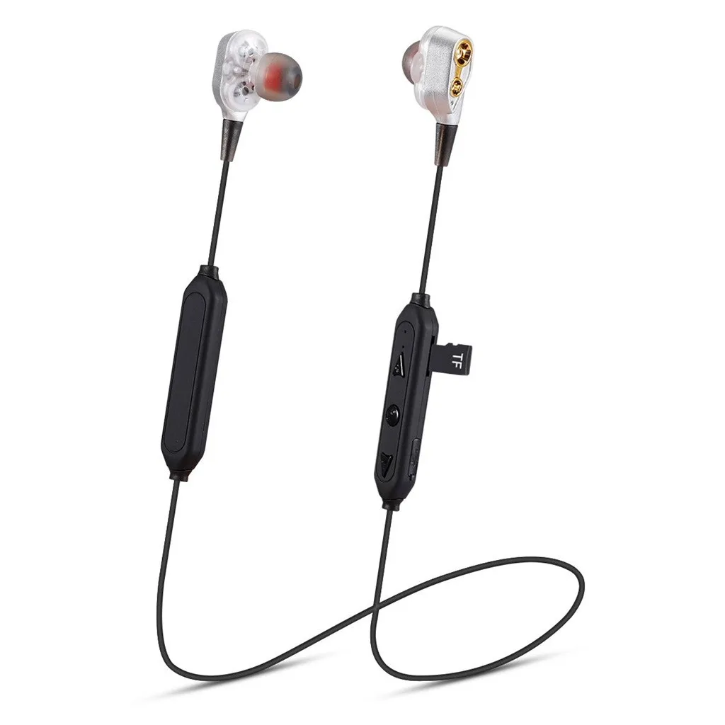 HIFI Wirless Bluetooth 5.0 Heavy Bass earphone Dual Dynamic Driver TF Card Earphone sport running in earphone#Y2Q