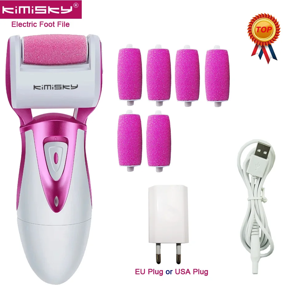 

Red Kimisky High Quality Foot Care Tool Rechargeable and Waterproof Electric Pedicure Foot File Callus Remover 6ps Rollers Heads