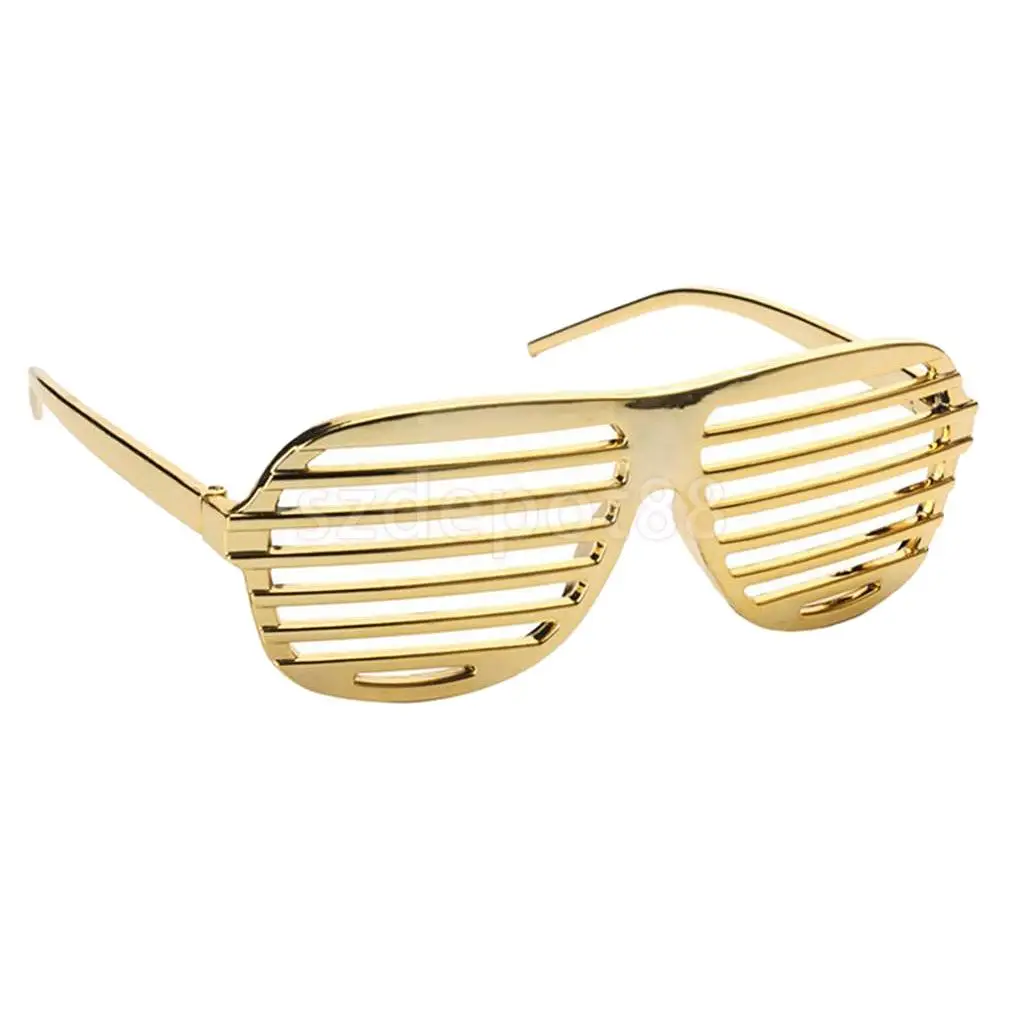 Novelty Gold Shutter Shades Sunglasses Funny Fancy Dress Party Photo Props