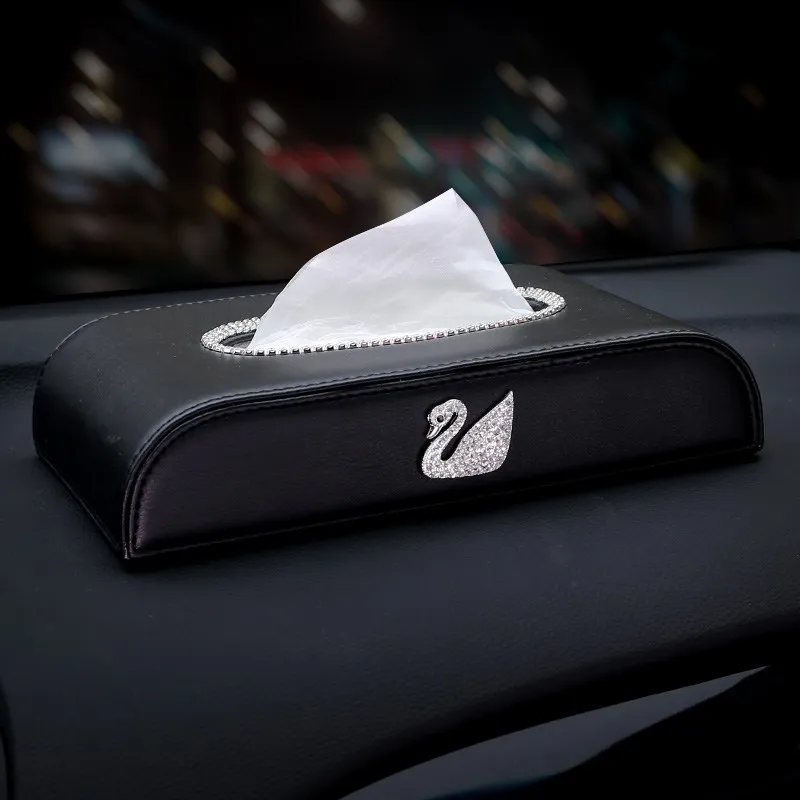 Черный Кожаный Автомобильный держатель для салфеток Bling Crystal multi-use бумажный чехол для полотенец перекачивающая бумага чехол диспенсер автомобильный Декор