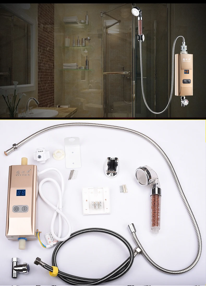 Entrée de débit d'eau de fond robinet d'eau chaude cuisine sans réservoir instantanée chauffe eau électrique robinet de chauffage douche chauffe bain