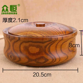 

1Pcs Wood Bowl Spoon Anti-hot Kitchen Portable Housework Healthy Thicken Baking Tools Kitchenware With Cover Environmental