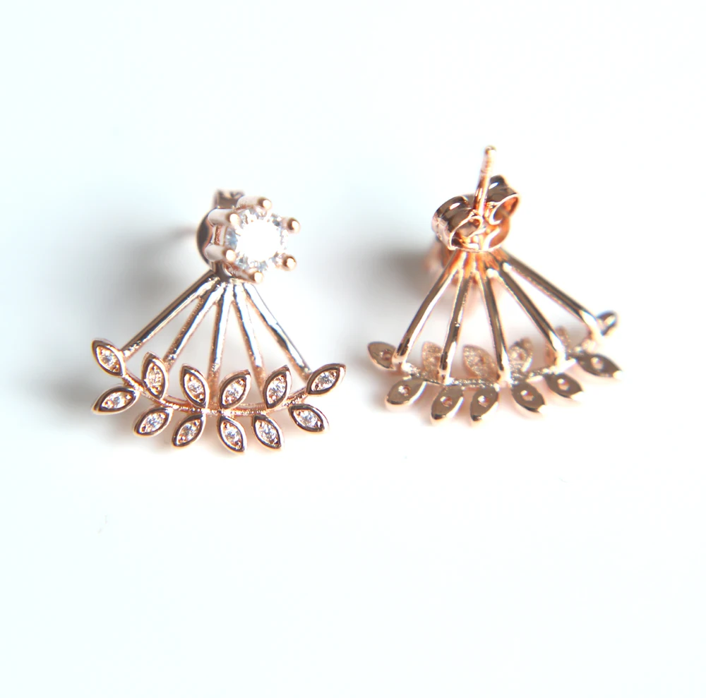 

Creative Design Round CZ Stud Earrings Set Drop Tree Leaf Hanging After 925 Silver Sterling Senior Female Jewelry Wholesale
