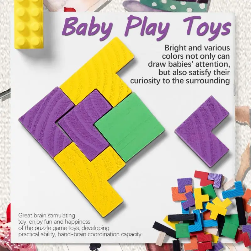 3D головоломка деревянные Математические Игрушки Tangram игра тетрис для детей