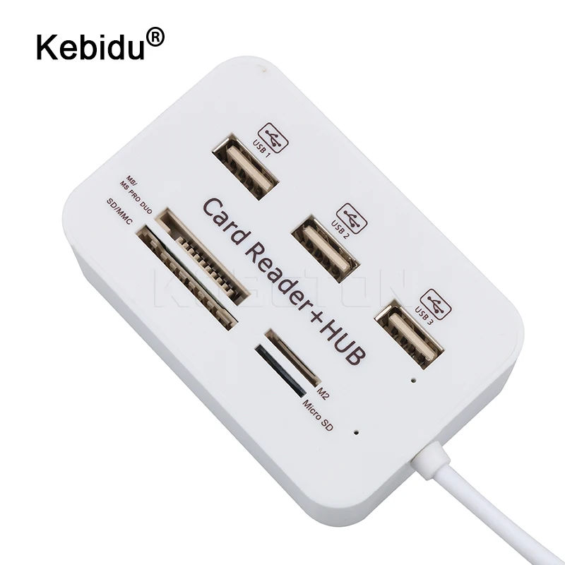 Kebidu Multi usb хаб 2 0 3 порта с кардридером USB разветвитель Combo все в одном для MS M2 SD/MMC TF