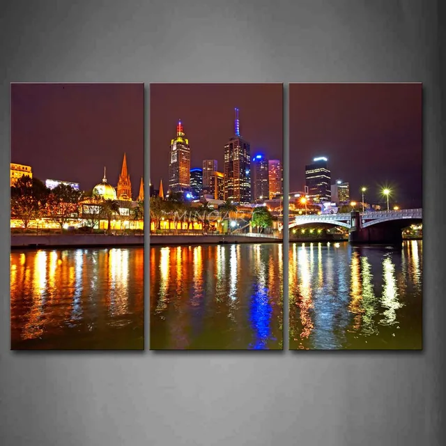 3 Piece Wall Art Painting Melbourne City Is Very Busy Print On Canvas