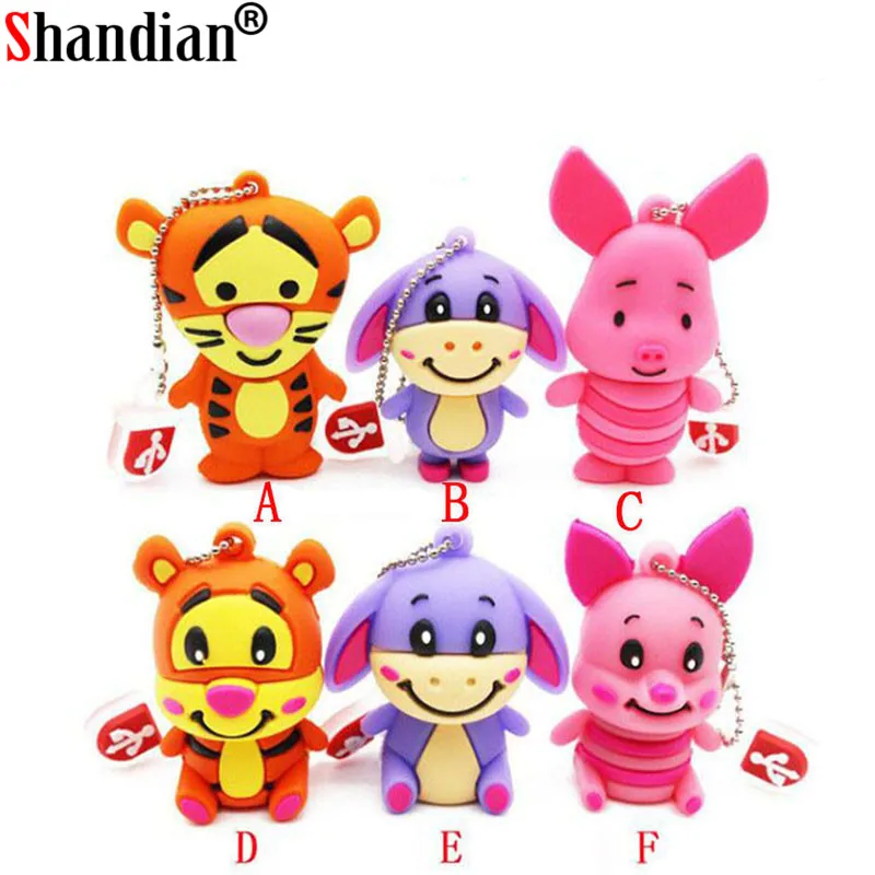 

SHANDIAN New style Cute pig donkey Usb 2.0 Usb Flash Drive pendrive 4GB 8GB 16GB 32GB 64GB tigger Pendrives Memory stick