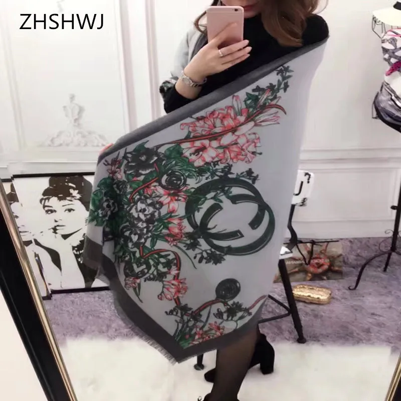 

[ZHSHWJ] autumn and winter new women's scarf high quality cashmere scarf decoration warm scarf flower pattern cashmere shawl