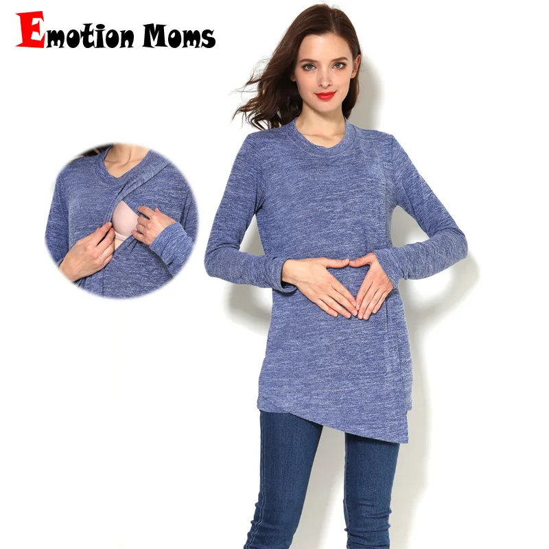 

Emotion Moms Winter Autumn Maternity Clothes Long Sleeve Maternity T-shirt Breastfeeding Clothes For Pregnant Women Nursing Tops