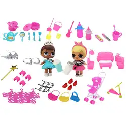 98 шт./компл. миниатюрный ролевой набор игрушки для Барби Куклы, подарки детская мебель играть еда кухонные принадлежности одежда обувь