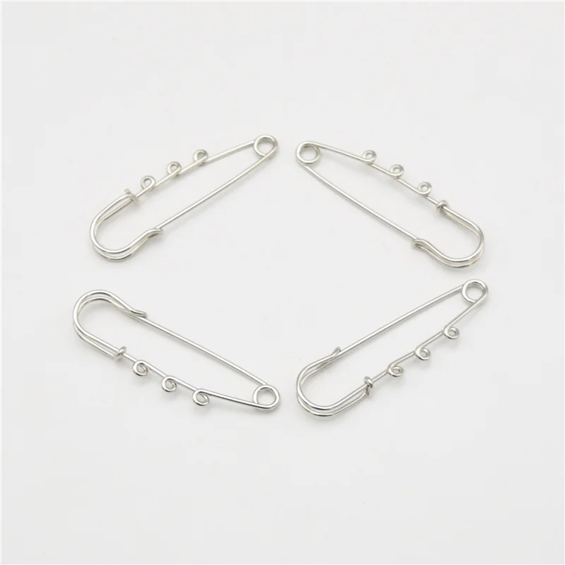 

20pcs 65mm 3 Holes Silver Brooches Finding Large Safety Pins DIY Jewelry Finding