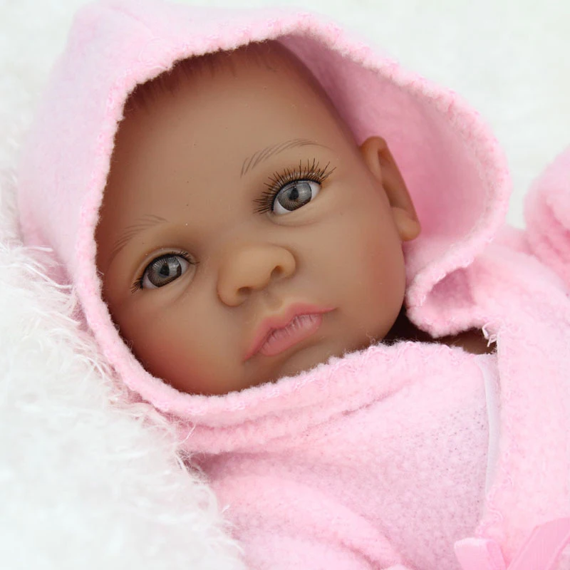 10 &quot28 см мини куклы reborn baby черный полный силиконовые тела мягкие Реалистичные