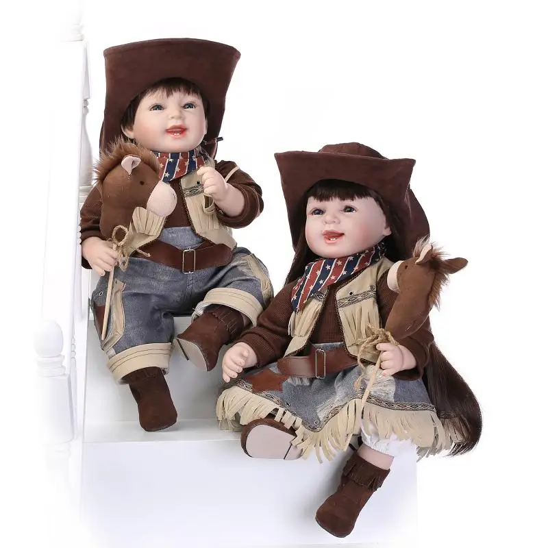 

22" silicone reborn baby doll toys cowboy tiwns 55 cm bebe lovely Fashion Ethnic Dolls for child gift for mom playmate Handmade