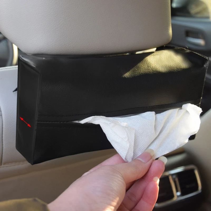 

Car Sun Visor PU Leather Tissue Storage Box Pumping Paper Napkin Clip Holder